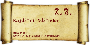Kajári Nándor névjegykártya